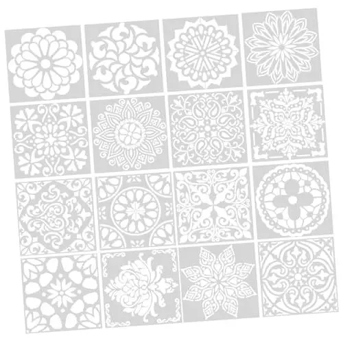 Produktbild: TEMPNAP 16 Stück Teiliges Blumen Schablonen Wiederverwendbare Zeichenschablonen für Holzmalerei Leicht zu Reinigen Vielseitig für Diy Projekte Geeignet für Verschiedene Stifte und