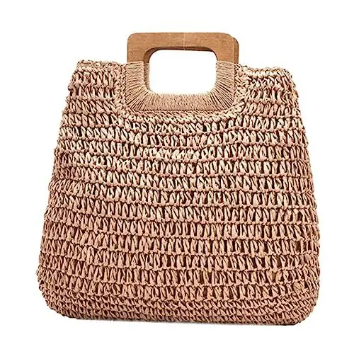 Produktbild: TEMPNAP 1stück Große Kapazität Strandtasche Für Damen Handgefertigte Einkaufstasche Geflochtenem Material Für Strand Shopping Und Freizeitaktivitäten Elegantem Khaki