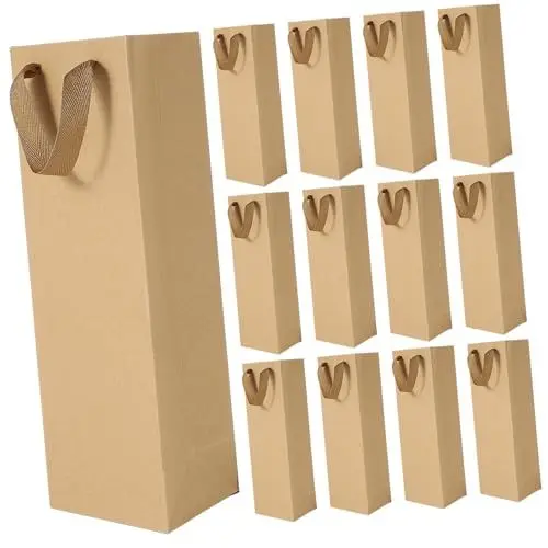 Produktbild: TEMPNAP 24 Stück Kraftpapier Rotwein Tragetasche Robuste Weinverpackung für Flaschen für und Veranstaltungen Einzelgröße