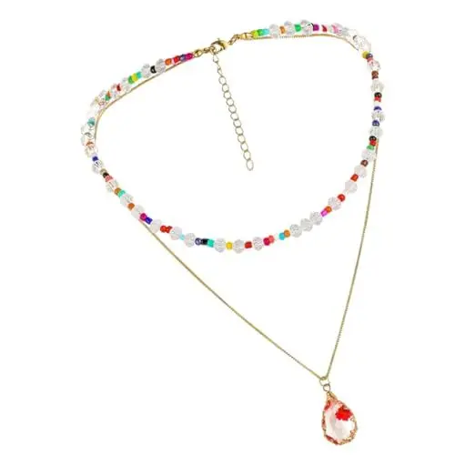 Produktbild: TEMPNAP Doppellagige Wasserfall-halskette Mit Trockenblumen-resin- Für Damen Elegantes Modernes Schmuckstück Für Jeden Anlass Für Layering-stile Einzigartiges