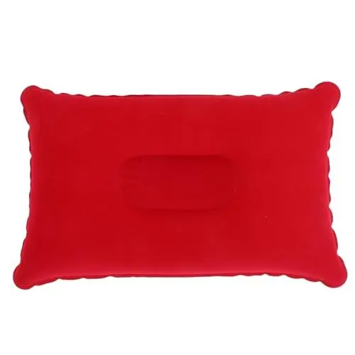 Produktbild: TEMPNAP Reise Nackenkissen Aufblasbar für Flugzeug Ergonomisches Campingkissen für Outdoor Büro und Nickerchen Tragbares und Bequemes Nackenkissen aus PVC mit Weichem Bezug Rot