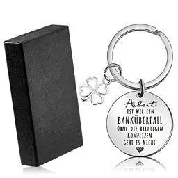 Produktbild: Tenare Kollege Verlassen Schlüsselanhänger Arbeit Ist Wie Ein Banküberfall Schlüsselanhänger Danke Ruhestand Vierblättriges Kleeblatt Abschiedsgeschenke für Kollegen Frauen Männer mit Geschenkbox