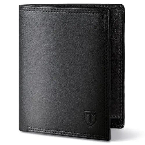 Produktbild: TENBST Geldbörse Herren, Klassisch Leder Portmonee mit Münzfach, RFID Schutz Wallet, Geldbeutel mit 11 Kartenetui (Schwarz)