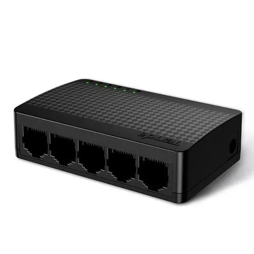 Produktbild: Tenda SG105 LAN Switch 5 Port Gigabit Switch Mini Netzwerk Switch, LAN Hub, LAN Verteiler (Plug-and-Play Ethernet Switch, Lüfterlos, Unmanaged, Schwarz)