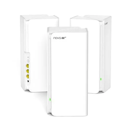 Produktbild: Tenda Nova MX21 Pro Wi-Fi 6E Mesh WLAN System - AXE5700 Tri-Band (Unterstützt 6G-Band) - Ersetzt Router und Repeater - empfohlen für Häuser mit 3-5 Schlafzimmern - APP Steuerung - 3er Pack