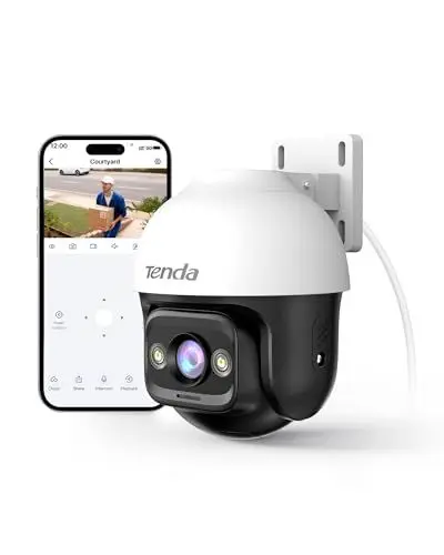 Produktbild: Tenda Überwachungskamera Aussen WiFi, 2K WLAN Kamera Outdoor mit Nachtsicht in Farbe, 2-Wege Audio, Personenerkennung & Bewegungserkennung, Ton und Lichtalarm, Kompatibel mit Alexa, CH3 V2.0