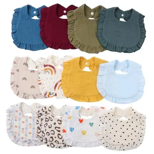 Produktbild: TENDYCOCO 12 Stücke Baby Bandana Sabbern Lätzchen Baby Fütterung Lätzchen Neugeborenen Neutral Baumwolle Lätzchen