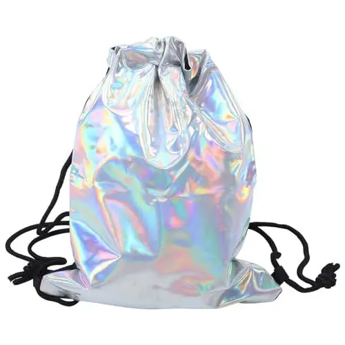Produktbild: TENDYCOCO 1Pc Turnbeutel Hipster Rucksack Metallic Style Tasche Kordelzug Sportbeutel Bag Gymnastik Frauen Holografischer Rücken Geldbörse Metallic Mode Männer Persönlichkeit Tasche