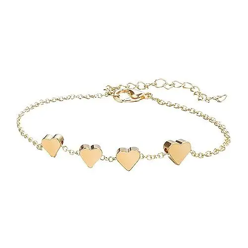 Produktbild: TENDYCOCO 1Stk Frau Handgelenkskette Gliederarmbänder für Damen Silberarmbänder für Frauen Herzanhänger Damenarmbänder herzarmbänder armkette Dame Armband Handgelenkkette für die Frau Golden