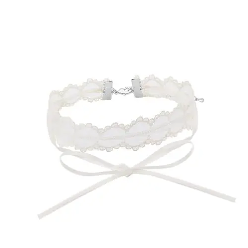Produktbild: TENDYCOCO 1Stk aus Spitze pearl necklace Verstellbare Halskette Halskette gotische Halskette mit Anhänger Chokerhalskette Schlüsselbeinkette aus Spitze Weiß