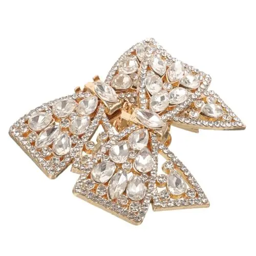 Produktbild: TENDYCOCO 1 Paar Abnehmbare Schuh schuhclips clips für schuhe Schleifenclip für Schuhe Rot goldene deko hochzeitsschuhe Schuhverzierungen zum Anclipsen Schuhzubehör Strasssteine