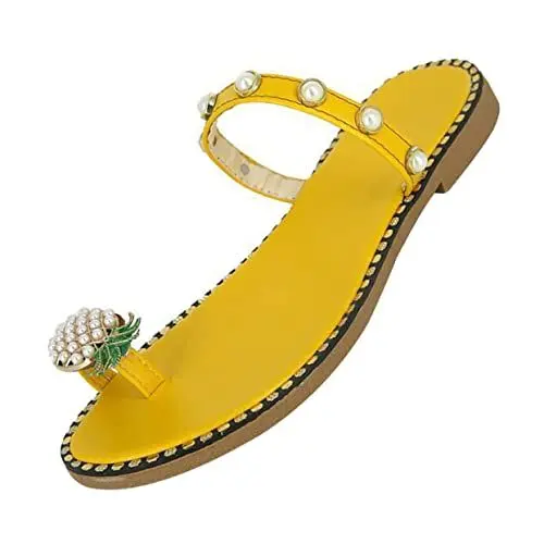 Produktbild: TENDYCOCO 1 Paar Damen-flops Casual Sandalen Fashion - Flache Slides Für Frauen Gelb 36