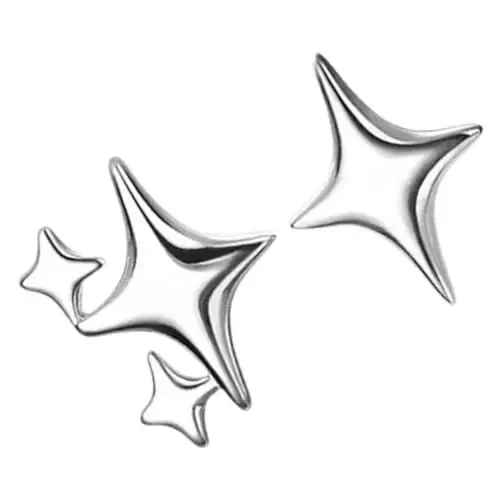 Produktbild: TENDYCOCO 1 Paar Asymmetrische Sternohrringe Für Damen Sterlingsilber Asymmetrische Ohrringe Für Mädchen Trendige Ohrringe Damenohrringe Ohrstecker Für Mädchen Ohrringe Schmuck