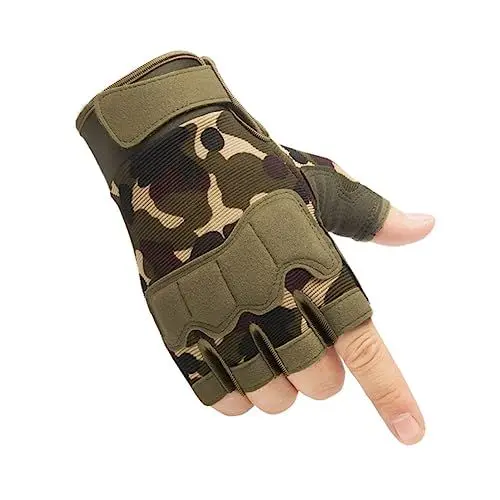 Produktbild: TENDYCOCO Radfahren Fitness Halbfingerhandschuhe Herren rutschfeste Handschuhe Sporthandschuhe Fahrradhandschuhe Grün Camouflage