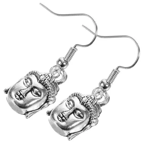 Produktbild: TENDYCOCO 1 Paar Ohrringe mit Buddha-Anhänger Buddha-Tropfenohrringe Buddha-Ohrstecker Frauen baumeln Ohrringe Damen Ohrringe Buddha-Ohrringe kreative Ohrringe Zinklegierung Silver