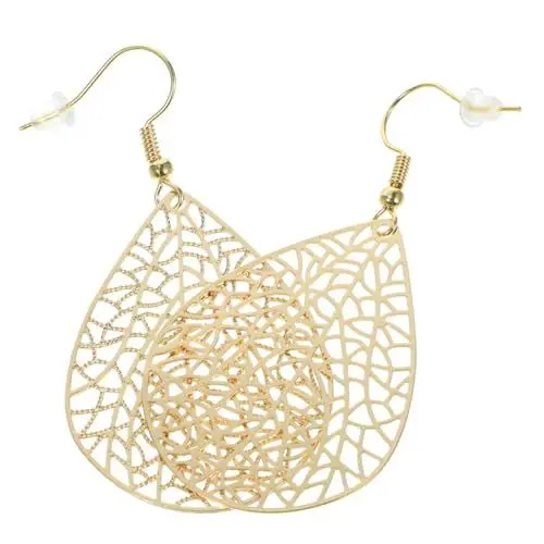 Produktbild: TENDYCOCO 1 Paar Tropfen Förmige Ohrringe Mädchen Ohrringe Blattohrringe Baumelnde Ohrringe Für Frauen Kleine Metallträne Tropfenohrringe Für Mädchen Ohrringe Frauen Ohrhänger Kupfer Golden