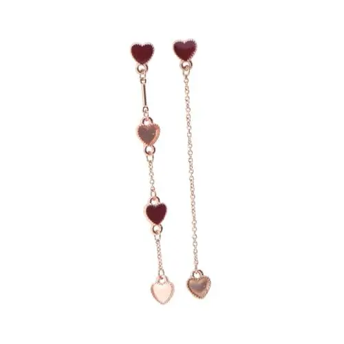 Produktbild: TENDYCOCO 1 Paar langer Ohrschmuck asymmetrische ohrringe kolczyki damskie lange ohrringe Charming Ohrringe Schmuck Ohrtropfen Braut-Ohrring vorherrschende Ohrringe besondere Ohrringe rot