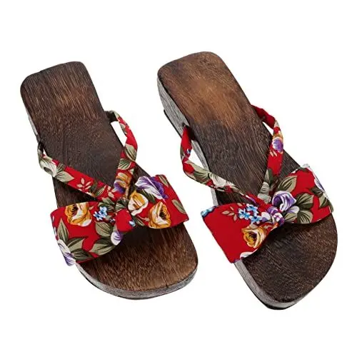 Produktbild: TENDYCOCO 1 Paar verstopft freizeitschuhe sommerschuhe house shoes women strand schuhe Alias ​​para mujer Sandale Clogs mit flacher Sohle Kreative Hausschuhe Obermaterial: Baumwolle rot