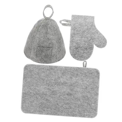 Produktbild: TENDYCOCO Komplettes Saunahut-handschuh-ensemble Aus Filz Saunahaube Handschuh Und Polster Für Das Saunabad