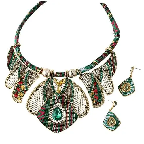 Produktbild: TENDYCOCO 1 Set Boho Ethno Halskette Und Ohrringe Klobiger Schmuck Für Klobige Halsketten Für Ohrringe Und Halskette Für Halskette Für Stoffseil
