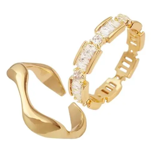 Produktbild: TENDYCOCO 2St Teenager-Mädchen klingeln Frauen Zirkonring Modering Statement-Ring Trendiger Ring geldgeschenke weihnachten weichnachtsgeschke Cocktailring Zirkonring für Frauen Stahl