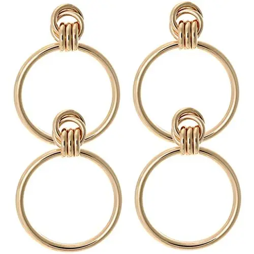 Produktbild: TENDYCOCO 2 Paar Ohrringe Übertriebene Goldanhänger Ohrschmuck Ohrhänger Medaillons Goldmedaillon Modeschmuck Für Damen Legierung Golden
