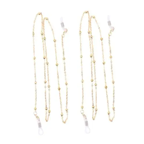 Produktbild: TENDYCOCO 2 Stück Schnur Brillen- Halter für Sonnenbrillenriemen frauen brille damen brille brillen band brillenbänder schnapsgläser Brillenband brillenhalter riemen Golden
