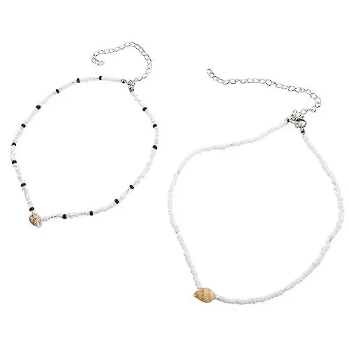 Produktbild: TENDYCOCO 2 Stück Strand Halskette Muschel Halskette Perlenkette Muschel Halskette Aus Legiertem Kunststoff