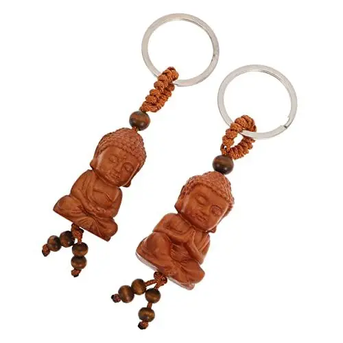 Produktbild: 2st Buddha-schlüsselanhänger Handgefertigter Buddha-anhänger Segens-schlüsselanhänger Dekorativer Buddha-anhänger Buddha- -anhänger Feng-Shui-Symbole Light Brown Eisen