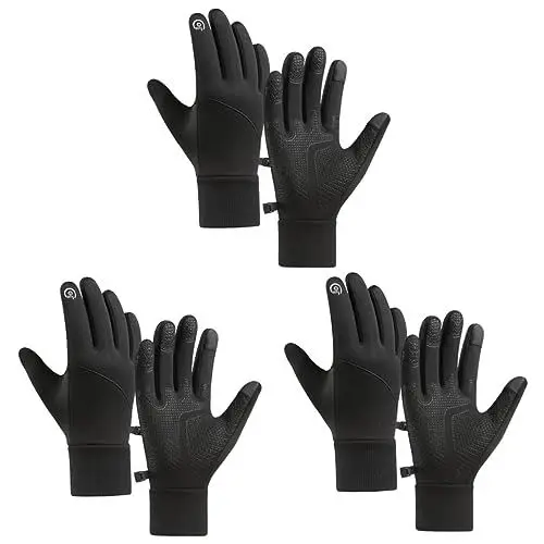 Produktbild: TENDYCOCO 3 Paare Outdoor-Sporthandschuhe fahrradhandschuhe thermohandschuhe handwärmer Handschuhe Winterhandschuhe für Herren Handschuhe für kaltes Wetter Laufhandschuhe für Männer Black