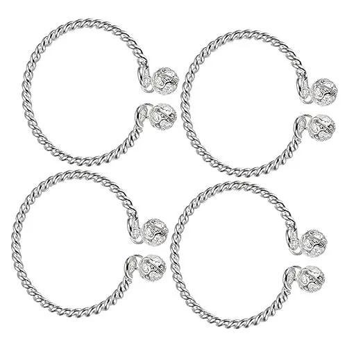 Produktbild: TENDYCOCO 4 Stück Glocken armband personalisierter Armreif Armbänder aus Sterlingsilber Glocken-Armreif shöne bescherung weinachts Retro-Armreif Armreif für Frauen Legierung