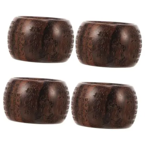 Produktbild: TENDYCOCO 4 Stück Prajna-herz-sutra-fingerzug Mädchen Klingelt Ringschmuck Daumenfingerring Aus Holz Praktischer Fingerring Fingerzubehör Ringe Für Frauen Fingerschmuck Frauenringe Hölzern