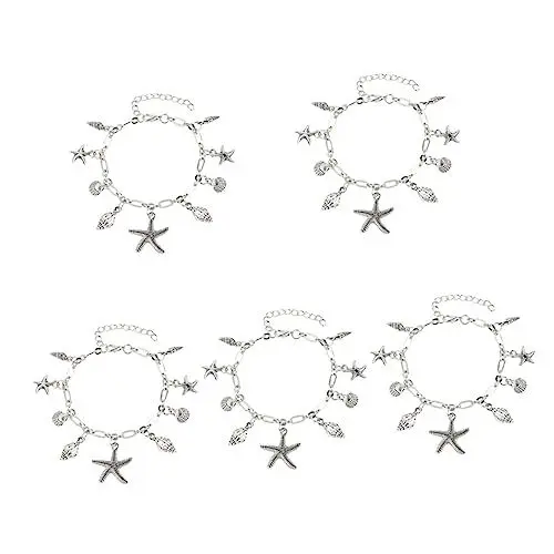 Produktbild: TENDYCOCO 5St Strand-Fußkettchen fusskettchen Anklet Fußschmuck fussfessel fußringe Knöchelkette Herz-Anhänger Fußkette fußkettchen für Damen Strand Fußkettchen Strandschmuck Legierung