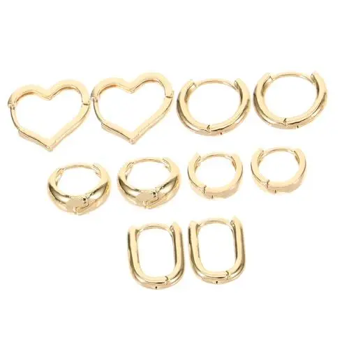Produktbild: TENDYCOCO 5 Paare Goldene Creolen Goldene Ohrringe Für Frauen Goldschmuck Für Damen Klobige Goldene Ohrringe Goldene Statement-ohrringe Ohrringe Für Frauen Im Trend Legierung