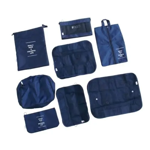 Produktbild: 8-teiliges Reise-Organizer-Taschen-Set mit Kordelzug Aufbewahrungstasche Reisegepäck-Organizer für Koffer Packtaschen-Set