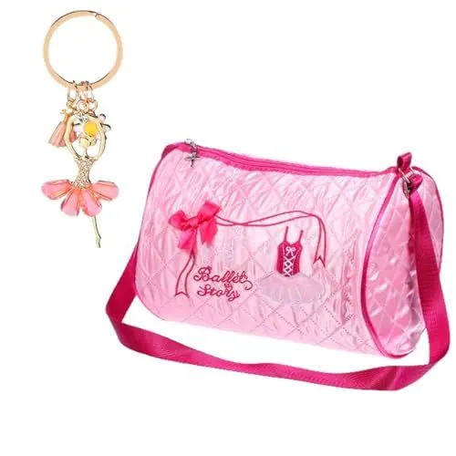 Produktbild: TENDYCOCO Ballett-Tanztasche Für Mädchen Mit Schlüsselanhänger Handtasche Gymnastik Sport Seesack Schultertasche Turnbeutel Umhängetasche Schultasche Für Mädchen