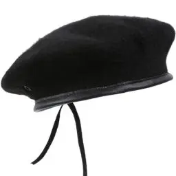 Produktbild: Verstellbare Unisex BaskenmüTze Aus Reiner Wolle FüR FrüHling Und Herbst, Schwarz, 60cm, Ideal FüR Dekoration Und KostüMe