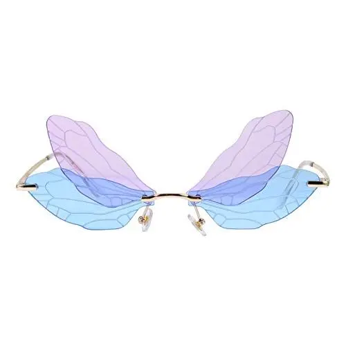 Produktbild: TENDYCOCO Damen- , Libellenflügelform, unregelmäßige Brille, randlos, modische Brille