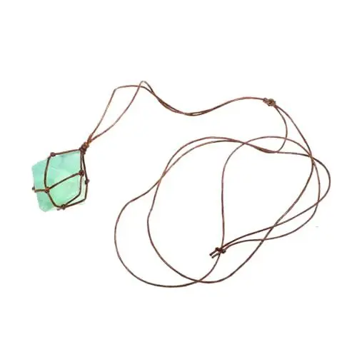 Produktbild: TENDYCOCO Grüne Fluorit-Halskette Halskette aus rohem Stein türkisfarbener Schmuck edelsteinkette edelsteine kette Halsanhänger aus Kristall Halskette aus Kristall Natürlicher Kristall Green
