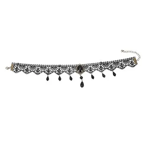 Produktbild: TENDYCOCO Halskette Aus Kristallspitze Spitzenkragen Gothic-halskette Prinzessin Halskette Halsschmuck Damenhalskette Punk-halskette Halsband Aus Schwarzer Spitze Black
