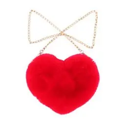 Produktbild: TENDYCOCO Handtasche Fell Umhängetasche Plüsch Pfirsich Herzform Tasche Kette Messenger Bag Damen Umhängetasche Für Damen (Rot)