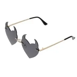 Produktbild: TENDYCOCO Heart Randless Sonnenbrille Rahmenlose Brille: Halloween Sonnenbrille Teufel Sonnenbrille Graue Party Brillen für Party Nachtclub Bar Danzfoto Requisiten