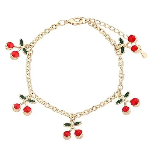 Produktbild: TENDYCOCO Kirsch Armband Fruchtzauber Schmuck Kettenfrauen Kirscharmband Für Damen Goldarmbänder Für Damen Freundschaftsarmbänder Kirsch-charme Kreatives Armband-handdekor Damenarmband Rot