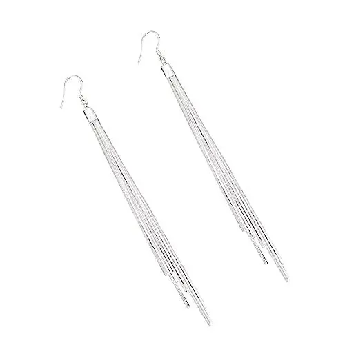 Produktbild: VALICLUD Quastenschmuck kolczyki damskie bastelzeug ohringestecher silberkette geschenkeidee fransenohringe klappcreolen ideas Fadenohrringe lange Ohrringe lange Quastenohrringe Silver