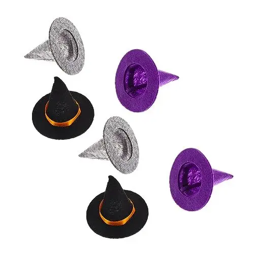 Produktbild: TENDYCOCO Lutscher 6 Stück Mini-Hexenhüte Aus Filz Kleine Hexenhüte Halloween-Partyhut Weinflaschenverschluss Hüte Weinflaschenaufsätze Flaschendekoration Für Halloween-Partygeschenke