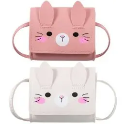 Produktbild: TENDYCOCO Mädchen-Handtasche – 2-Teilige Hasen-Umhängetasche Kaninchen-Umhängetasche Cartoon-Tier-Lederhandtasche Mit Verstellbarem Riemen Für Kinder Kleinkinder Kleine Mädchen