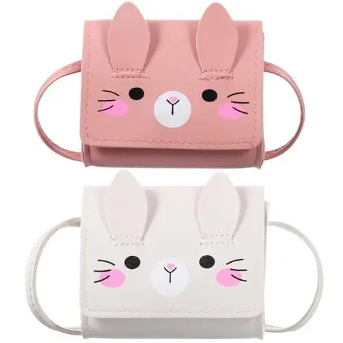 Produktbild: TENDYCOCO Mädchen-Handtasche – 2-Teilige Hasen-Umhängetasche Kaninchen-Umhängetasche Cartoon-Tier-Lederhandtasche Mit Verstellbarem Riemen Für Kinder Kleinkinder Kleine Mädchen