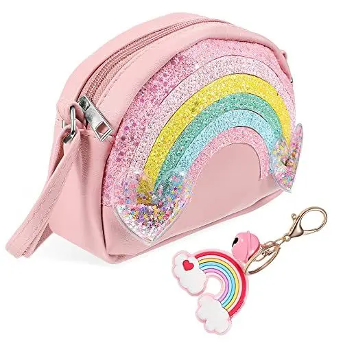 Produktbild: TENDYCOCO Mädchenhandtasche Regenbogen-Umhängetasche Umhängetasche Mit Regenbogen-Schlüsselanhänger…