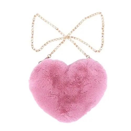 Produktbild: TENDYCOCO Plüsch Tasche Handtasche Fell Umhängetasche Plüsch Pfirsich Herzform Tasche Kette Umhängetasche Umhängetasche Für Dame（Gummi Rot） Plüsch Tasche Muschel Tasche