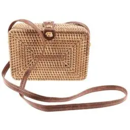 Produktbild: TENDYCOCO Rattan-Tasche Kleine Leder-Geldbörse Carteras Cruzadas Para Mujer Korb-Strandtasche Handtasche Mit Lederriemen Stroh-Strandtaschen Rattan-Tasche Mit Schultergurt